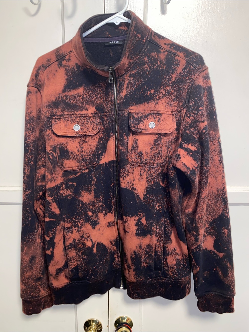 Apt. 9 Large Black & Orange Speckle Zip Turtleneck Sweater